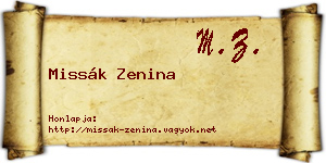 Missák Zenina névjegykártya